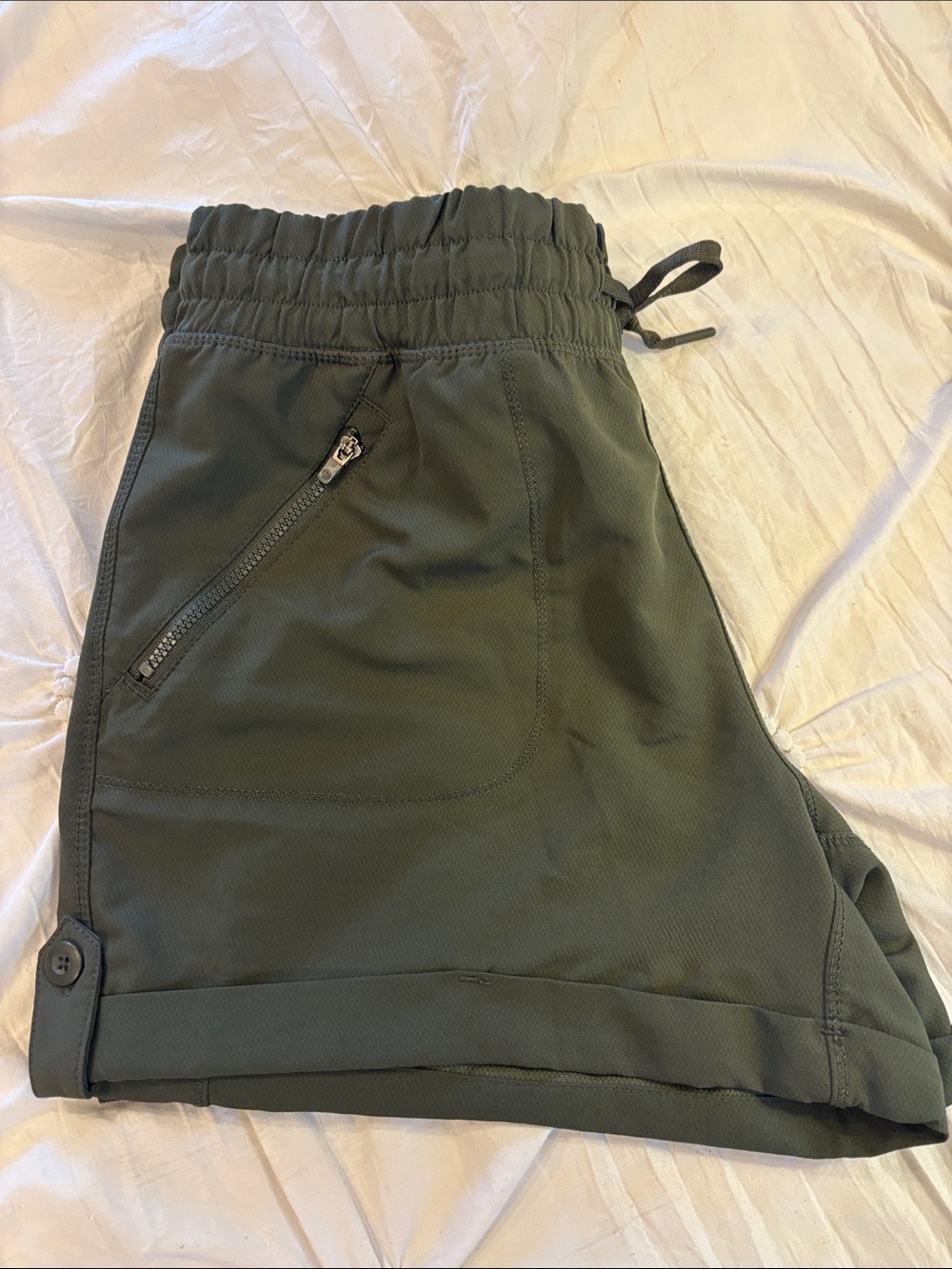 Tangerine Olive Drawstring Athletic Shorts - Picture 6 of 8